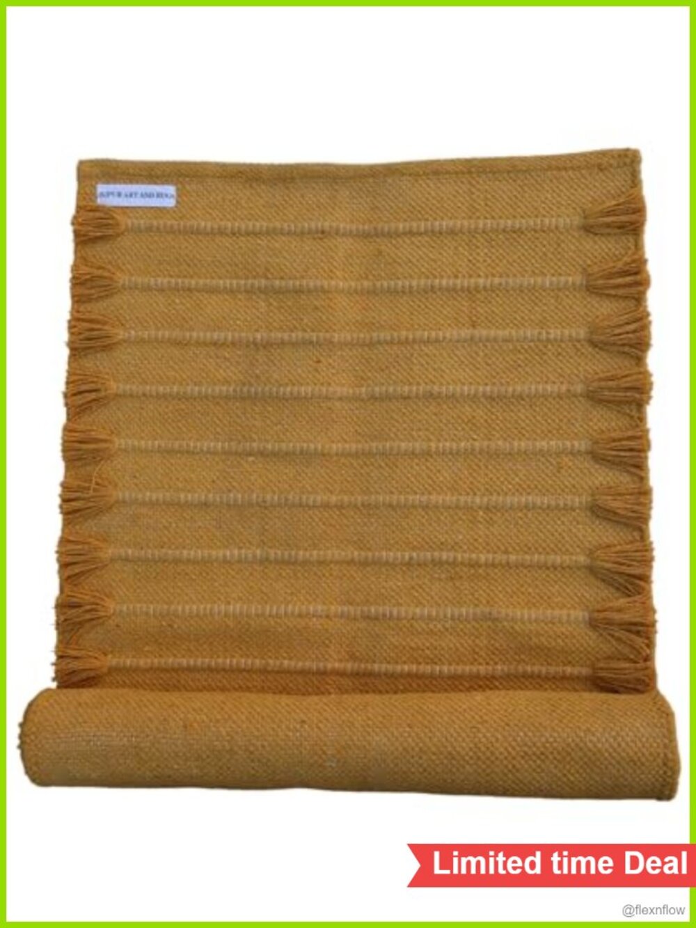 Organic Cotton Hand-Woven Yoga Mat Non Slip Extra Long 72x24x5mm